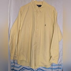 Polo Ralph Lauren Mens XL Shirt Button Up Yellow 17.5/35 100% Yarmouth Cotton